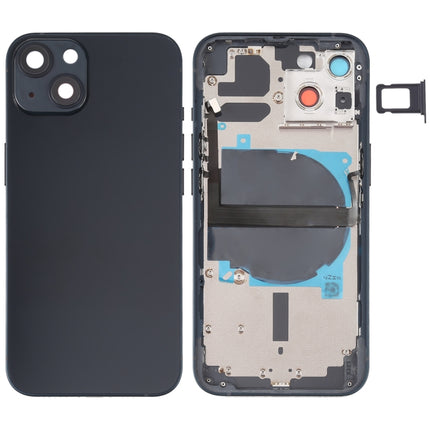 For iPhone 13 Battery Back Cover with Side Keys & Card Tray & Power + Volume Flex Cable & Wireless Charging Module(Black)-garmade.com