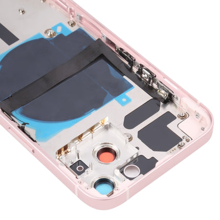 For iPhone 13 Battery Back Cover with Side Keys & Card Tray & Power + Volume Flex Cable & Wireless Charging Module(Pink)-garmade.com