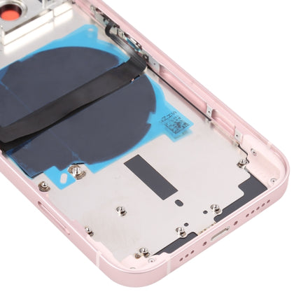 For iPhone 13 Battery Back Cover with Side Keys & Card Tray & Power + Volume Flex Cable & Wireless Charging Module(Pink)-garmade.com