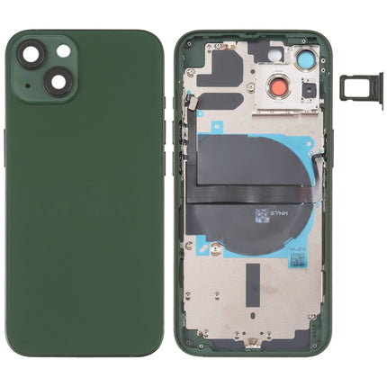 For iPhone 13 Battery Back Cover with Side Keys & Card Tray & Power + Volume Flex Cable & Wireless Charging Module(Green)-garmade.com