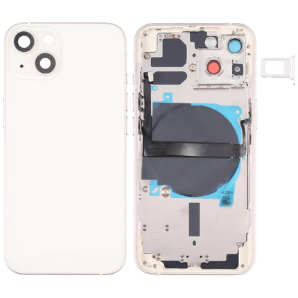 For iPhone 13 Battery Back Cover with Side Keys & Card Tray & Power + Volume Flex Cable & Wireless Charging Module(White)-garmade.com