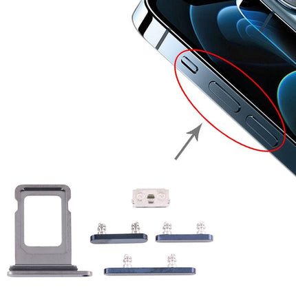 SIM Card Tray + Side Keys for iPhone 12 Pro Max(Blue)-garmade.com