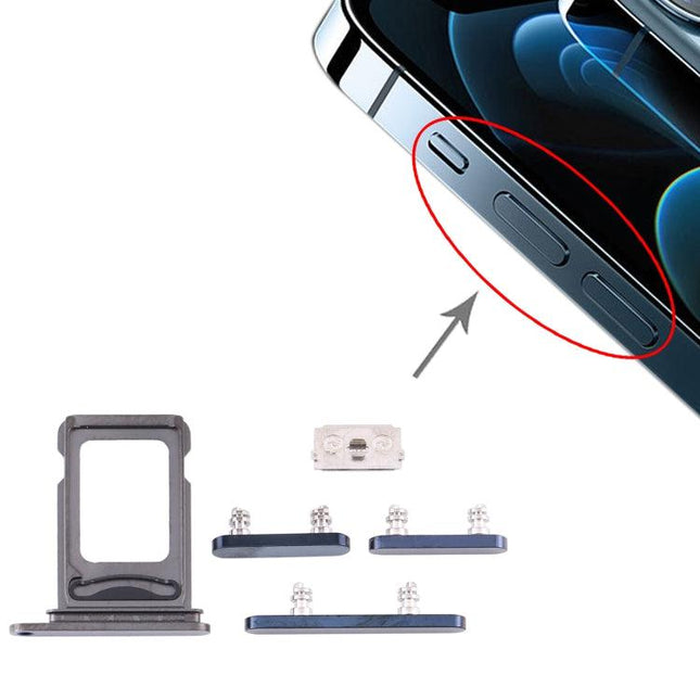SIM Card Tray + SIM Card Tray + Side Keys for iPhone 12 Pro Max(Blue)-garmade.com