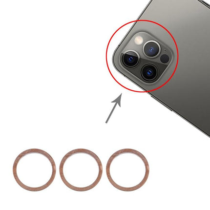 3 PCS Rear Camera Glass Lens Metal Protector Hoop Ring for iPhone 12 Pro Max(Gold)-garmade.com
