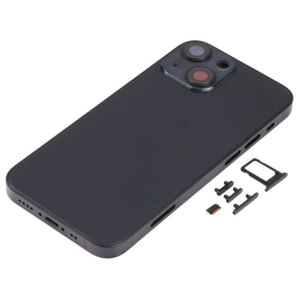 Back Housing Cover with SIM Card Tray & Side Keys & Camera Lens for iPhone 13 Mini(Black)-garmade.com