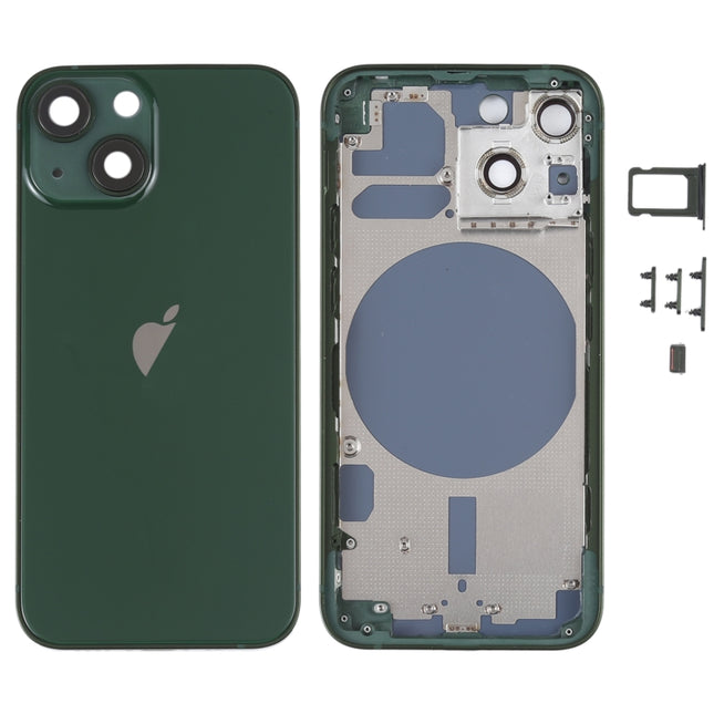 Back Housing Cover with SIM Card Tray & Side Keys & Camera Lens for iPhone 13 Mini(Green)-garmade.com