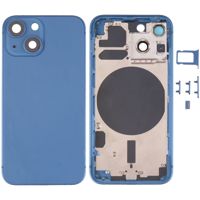 Back Housing Cover with SIM Card Tray & Side Keys & Camera Lens for iPhone 13 Mini(Blue)-garmade.com