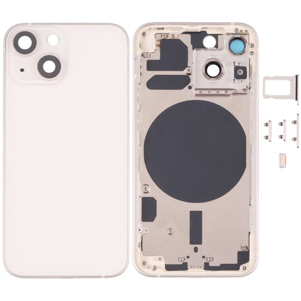 Back Housing Cover with SIM Card Tray & Side Keys & Camera Lens for iPhone 13 Mini(White)-garmade.com