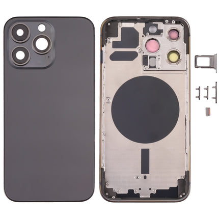 Back Housing Cover with SIM Card Tray & Side Keys & Camera Lens for iPhone 13 Pro(Black)-garmade.com