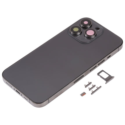 Back Housing Cover with SIM Card Tray & Side Keys & Camera Lens for iPhone 13 Pro(Black)-garmade.com