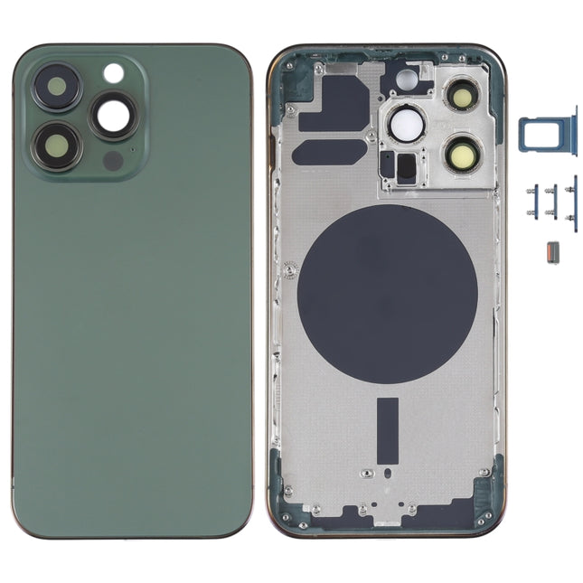 Back Housing Cover with SIM Card Tray & Side Keys & Camera Lens for iPhone 13 Pro(Green)-garmade.com