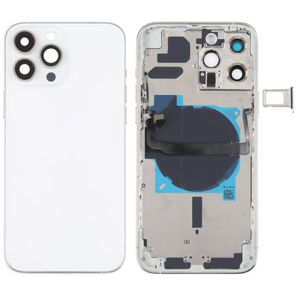For iPhone 13 Pro Max Battery Back Cover with Side Keys & Card Tray & Power + Volume Flex Cable & Wireless Charging Module(White)-garmade.com