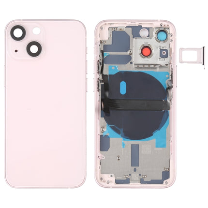 For iPhone 13 mini Battery Back Cover with Side Keys & Card Tray & Power + Volume Flex Cable & Wireless Charging Module(Pink)-garmade.com