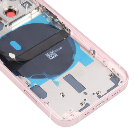 For iPhone 13 mini Battery Back Cover with Side Keys & Card Tray & Power + Volume Flex Cable & Wireless Charging Module(Pink)-garmade.com