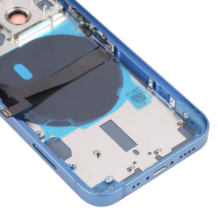 For iPhone 13 mini Battery Back Cover with Side Keys & Card Tray & Power + Volume Flex Cable & Wireless Charging Module(Blue)-garmade.com
