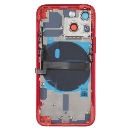 For iPhone 13 mini Battery Back Cover with Side Keys & Card Tray & Power + Volume Flex Cable & Wireless Charging Module(Red)-garmade.com