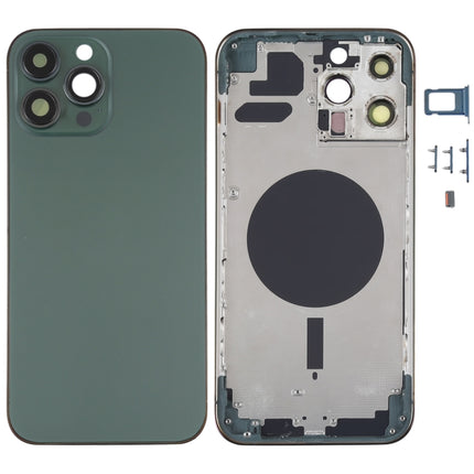 Back Housing Cover with SIM Card Tray & Side Keys & Camera Lens for iPhone 13 Pro Max(Green)-garmade.com