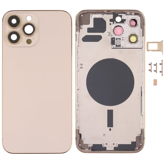 Back Housing Cover with SIM Card Tray & Side Keys & Camera Lens for iPhone 13 Pro Max(Gold)-garmade.com