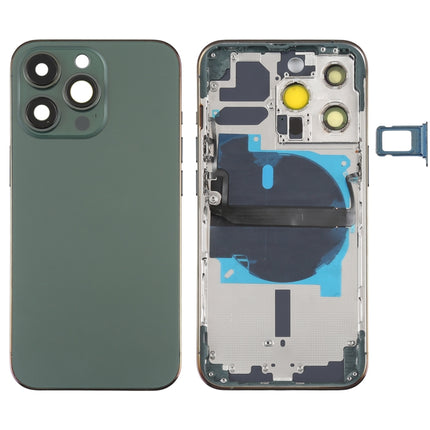 For iPhone 13 Pro Battery Back Cover with Side Keys & Card Tray & Power + Volume Flex Cable & Wireless Charging Module(Green)-garmade.com