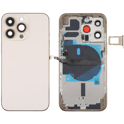 For iPhone 13 Pro Battery Back Cover with Side Keys & Card Tray & Power + Volume Flex Cable & Wireless Charging Module(Gold)-garmade.com