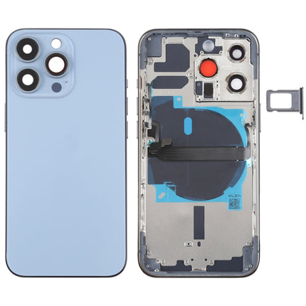 For iPhone 13 Pro Battery Back Cover with Side Keys & Card Tray & Power + Volume Flex Cable & Wireless Charging Module(Blue)-garmade.com