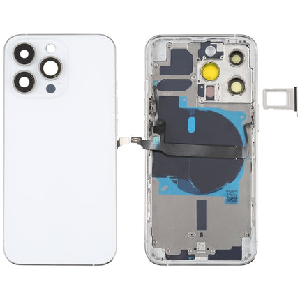 For iPhone 13 Pro Battery Back Cover with Side Keys & Card Tray & Power + Volume Flex Cable & Wireless Charging Module(White)-garmade.com