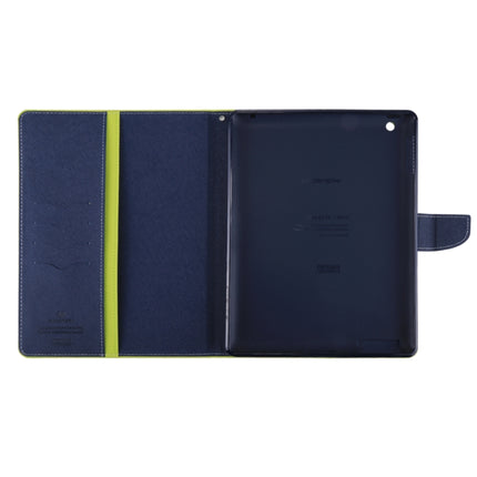 GOOSPERY FANCY DIARY for iPad 4 / 3 / 2 Cross Texture Leather Case with Holder & Card slots & Wallet (Green)-garmade.com