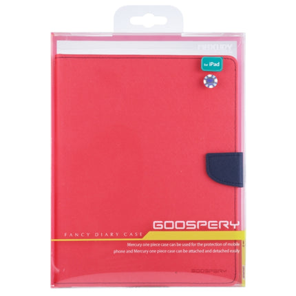 GOOSPERY FANCY DIARY for iPad 4 / 3 / 2 Cross Texture Leather Case with Holder & Card slots & Wallet (Magenta)-garmade.com