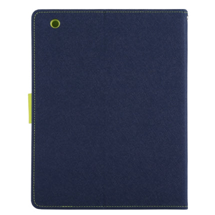 GOOSPERY FANCY DIARY for iPad 4 / 3 / 2 Cross Texture Leather Case with Holder & Card slots & Wallet (Navy Blue)-garmade.com