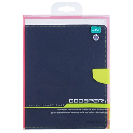 GOOSPERY FANCY DIARY for iPad 4 / 3 / 2 Cross Texture Leather Case with Holder & Card slots & Wallet (Navy Blue)-garmade.com