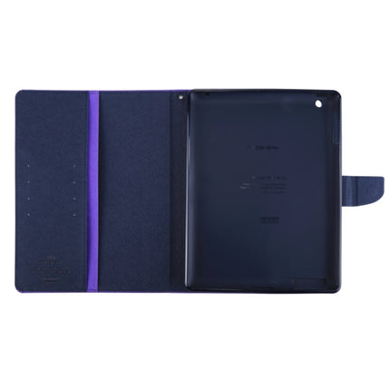 GOOSPERY FANCY DIARY for iPad 4 / 3 / 2 Cross Texture Leather Case with Holder & Card slots & Wallet (Purple)-garmade.com