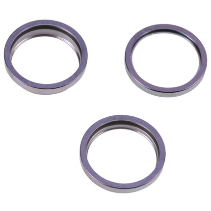 For iPhone 14 Pro 3PCS Rear Camera Glass Lens Metal Outside Protector Hoop Ring(Deep Purple)-garmade.com