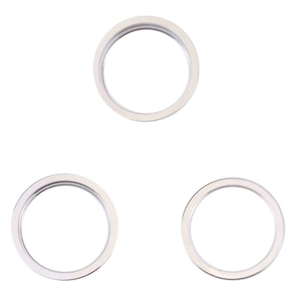 For iPhone 14 Pro 3PCS Rear Camera Glass Lens Metal Outside Protector Hoop Ring(Silver)-garmade.com