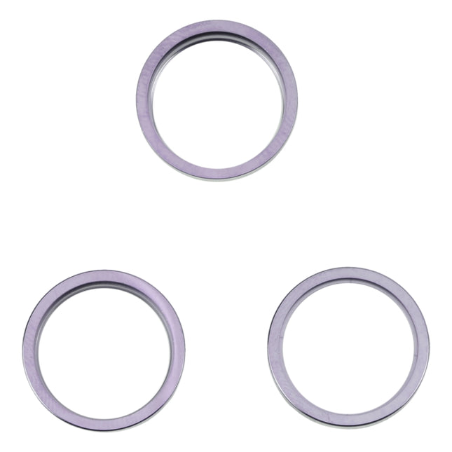 For iPhone 14 Pro Max 3PCS Rear Camera Glass Lens Metal Outside Protector Hoop Ring(Deep Purple)-garmade.com
