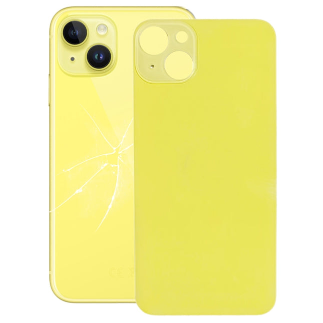Easy Replacement Big Camera Hole Glass Back Battery Cover for iPhone 14(Yellow)-garmade.com