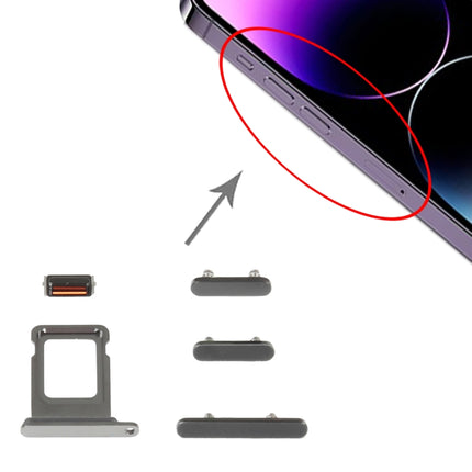 SIM Card Tray + Side Keys for iPhone 14 Pro Max(Black)-garmade.com