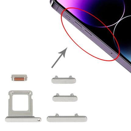 SIM Card Tray + Side Keys for iPhone 14 Pro Max(Silver)-garmade.com