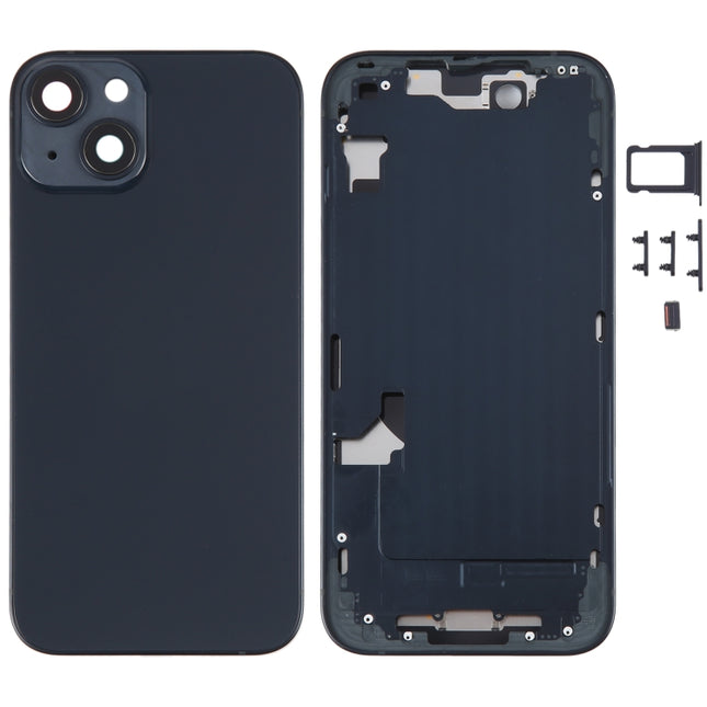 For iPhone 14 Battery Back Cover with Middle Frame / Side Keys(Black)-garmade.com