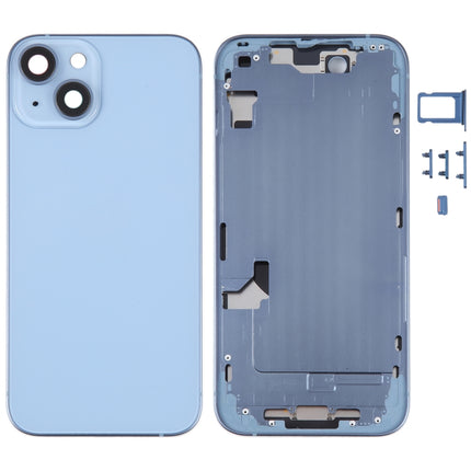 For iPhone 14 Battery Back Cover with Middle Frame / Side Keys(Blue)-garmade.com