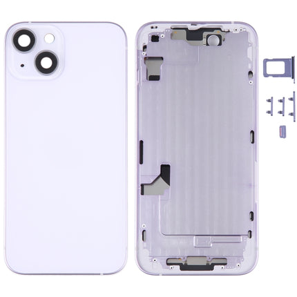 For iPhone 14 Battery Back Cover with Middle Frame / Side Keys(Purple)-garmade.com