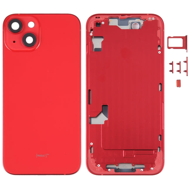 For iPhone 14 Battery Back Cover with Middle Frame / Side Keys(Red)-garmade.com