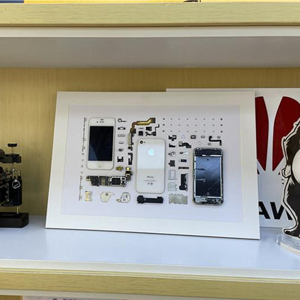 For iPhone 4 Non-Working Fake Dummy 3D Mobile Phone Photo Frame Mounting Disassemble Specimen Frame (White)-garmade.com