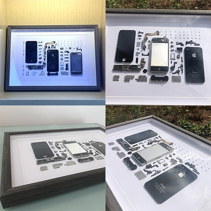 For iPhone 4 Non-Working Fake Dummy 3D Mobile Phone Photo Frame Mounting Disassemble Specimen Frame (White)-garmade.com