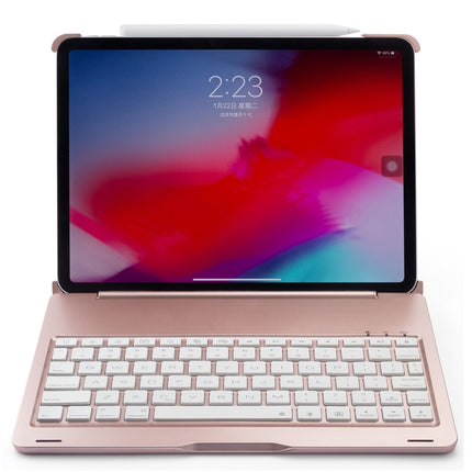 F105A Colorful Backlight Aluminum Backplane Wireless Bluetooth Keyboard Tablet Case for iPad Pro 11 inch （2018） (Rose Gold)-garmade.com