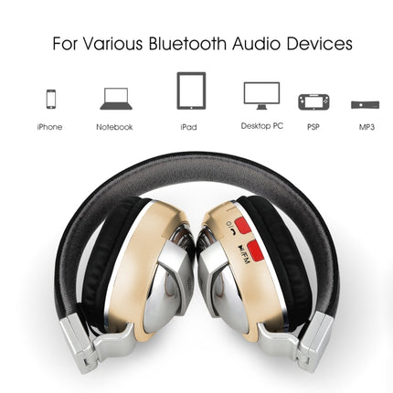 BTH-868 Stereo Sound Quality V4.2 Bluetooth Headphone, Bluetooth Distance: 10m, Support 3.5mm Audio Input & FM(Gold)-garmade.com