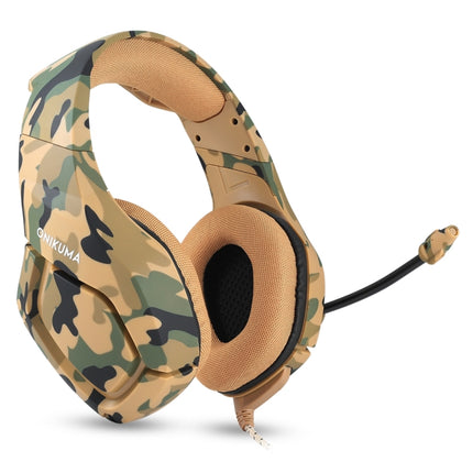 ONIKUMA K1-B Deep Bass Noise Canceling Camouflage Gaming Headphone with Microphone(Yellow)-garmade.com