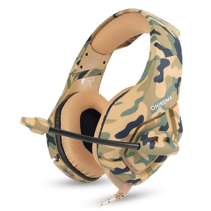 ONIKUMA K1-B Deep Bass Noise Canceling Camouflage Gaming Headphone with Microphone(Yellow)-garmade.com