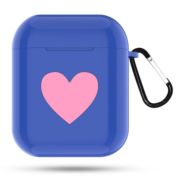Heart Pattern Apple Wireless Earphones Charging Box Dust-proof Shockproof Outdoor Protective Case for Airpods(Blue)-garmade.com