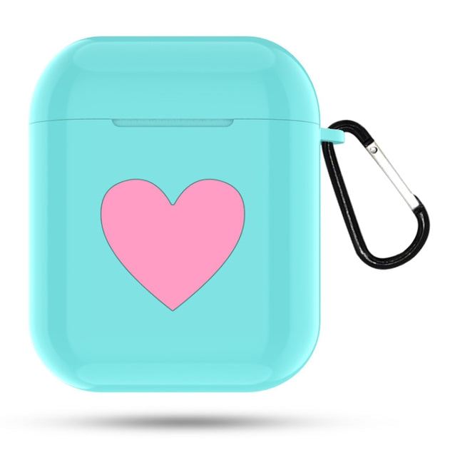 Heart Pattern Apple Wireless Earphones Charging Box Dust-proof Shockproof Outdoor Protective Case for Airpods(Mint Green)-garmade.com