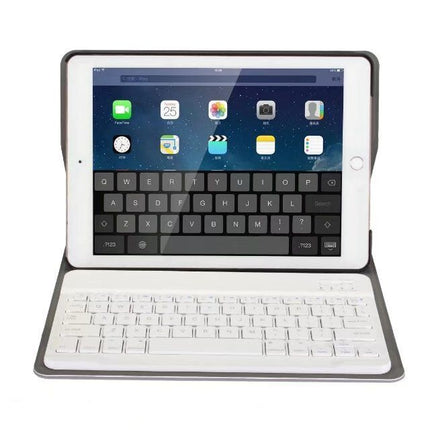 Detachable Bluetooth Keyboard + Horizontal Flip Leather Tablet Case with Holder for iPad Pro 9.7 inch, iPad Air, iPad Air 2, iPad 9.7 inch (2017), iPad 9.7 inch (2018) (Gold)-garmade.com